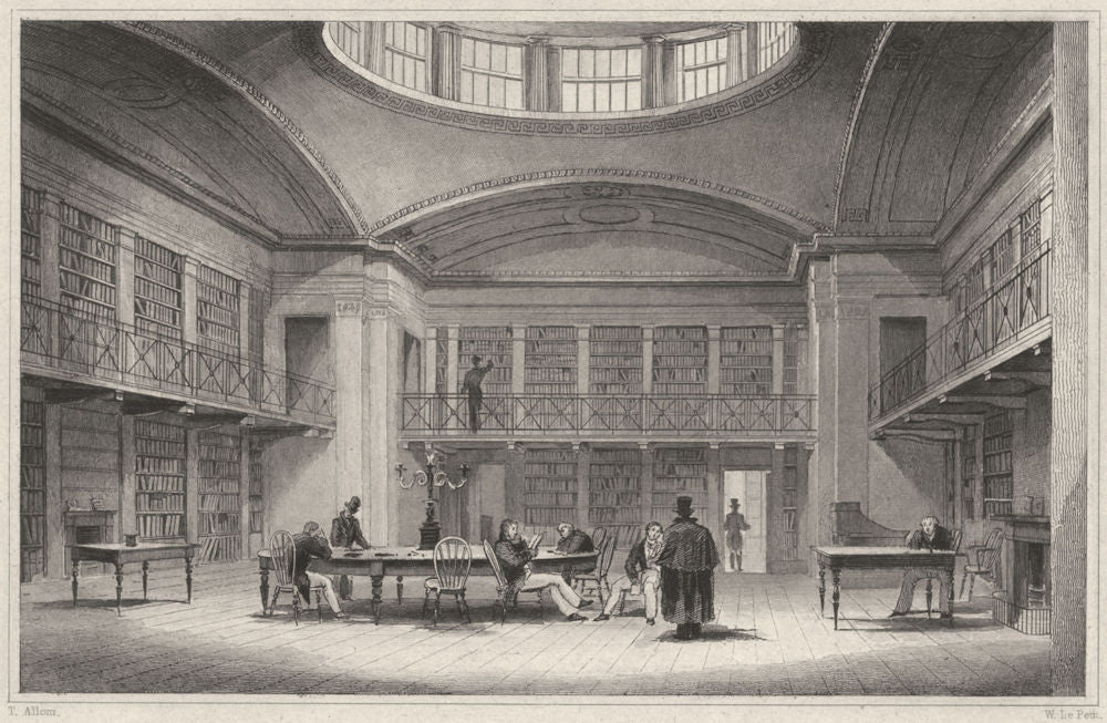 DEVON. Plymouth Public Library 1829 old antique vintage print picture